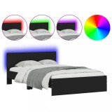 Cumpara ieftin Cadru de pat cu tablie si LED, negru, 140x190 cm