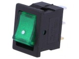 &Icirc;ntrerupător Basculant Verde cu Lumină Neon ON-OFF 3A 250VAC