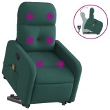 Cumpara ieftin Fotoliu rabatabil de masaj, cu ridicare, verde inchis, textil