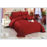 Cumpara ieftin Cuvertura de pat si 4 Fete de Perna din Catifea, Matlasata, 220 x 240 cm, Set 5 piese, Visiniu - EAT297