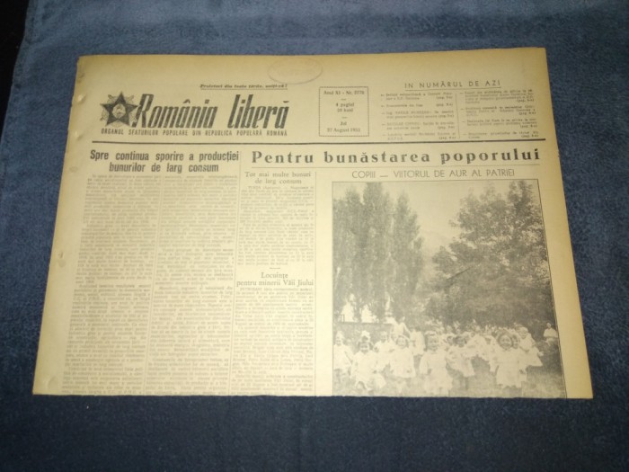 ZIARUL ROMANIA LIBERA 27 AUGUST 1953