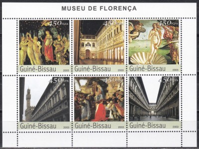 Guineea Bissau 2003 - Mari muzee ale lumiii - Uffizi, Florenta, Bloc, MNH foto