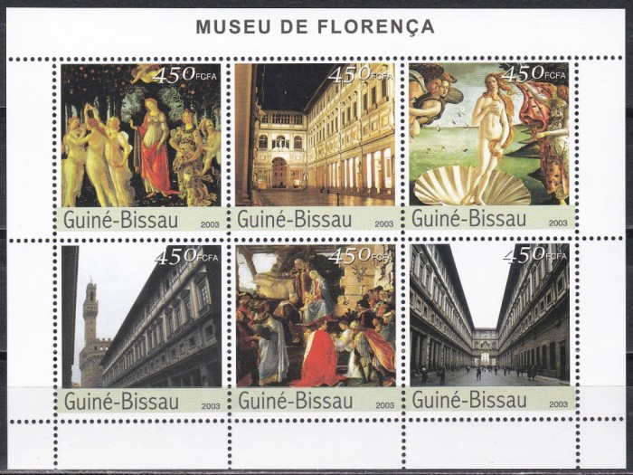 Guineea Bissau 2003 - Mari muzee ale lumiii - Uffizi, Florenta, Bloc, MNH