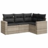 Set canapea de gradina cu perne, 4 piese, gri deschis poliratan