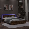 VidaXL Cadru de pat cu tăblie și LED, stejar fumuriu, 160x200 cm 3207599