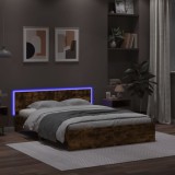 VidaXL Cadru de pat cu tăblie și LED, stejar fumuriu, 160x200 cm 3207599