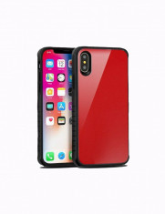 Husa Apple iPhone X iPhone XS Silicon+Sticla Red foto