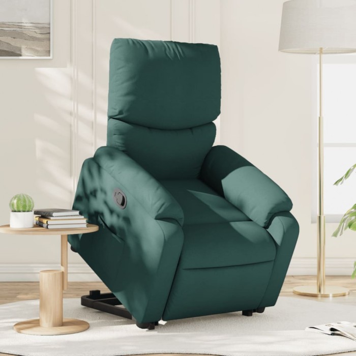 vidaXL Fotoliu rabatabil ridicare pe verticală, verde &icirc;nchis, textil