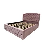 Pat Matrimonial Natalia tapitat cu somiera rabatabila diverse dimensiuni, culoare roz - 200x200