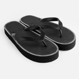 Flip-flops de vară negre cu strase pentru femei, CMCLASS