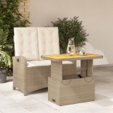 VidaXL Set mobilier de grădină, 2 piese, cu perne, bej, poliratan