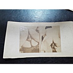 2 fotografii vechi, cca 1900, cu tema erotica, lipite pe carton