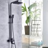 Coloana de dus, Inox, Para Patrata, Efect Ploaie, 3 Functii, Montare Pe Perete, Negru Satin, Accesorii Incluse, HS007 ModernLight Concept
