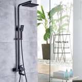 Coloana de dus, Inox, Para Patrata, Efect Ploaie, 3 Functii, Montare Pe Perete, Negru Satin, Accesorii Incluse, HS007 ModernLight Concept