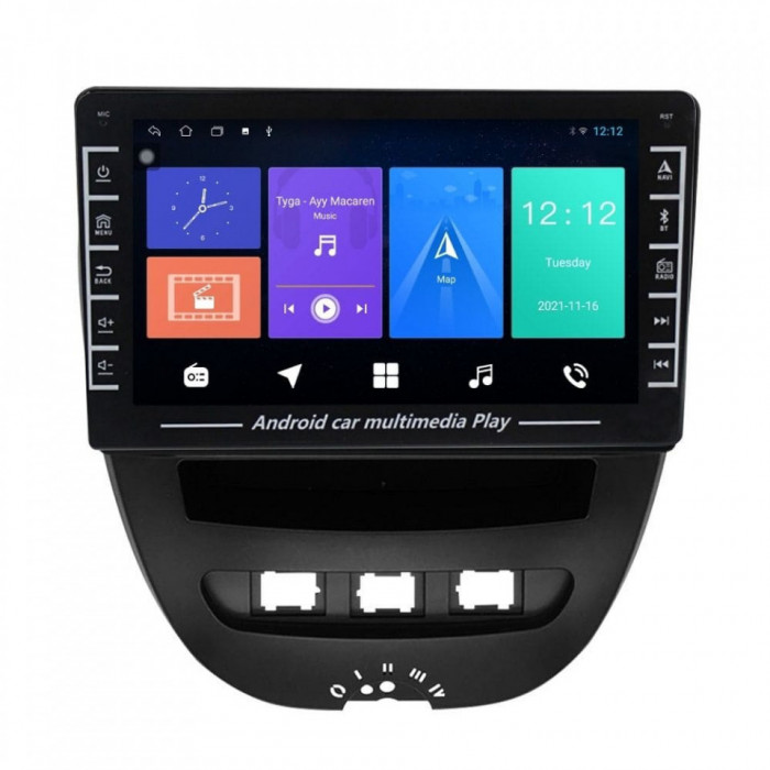 Navigatie dedicata cu Android Peugeot 107 2005 - 2014, 1GB RAM, Radio GPS Dual