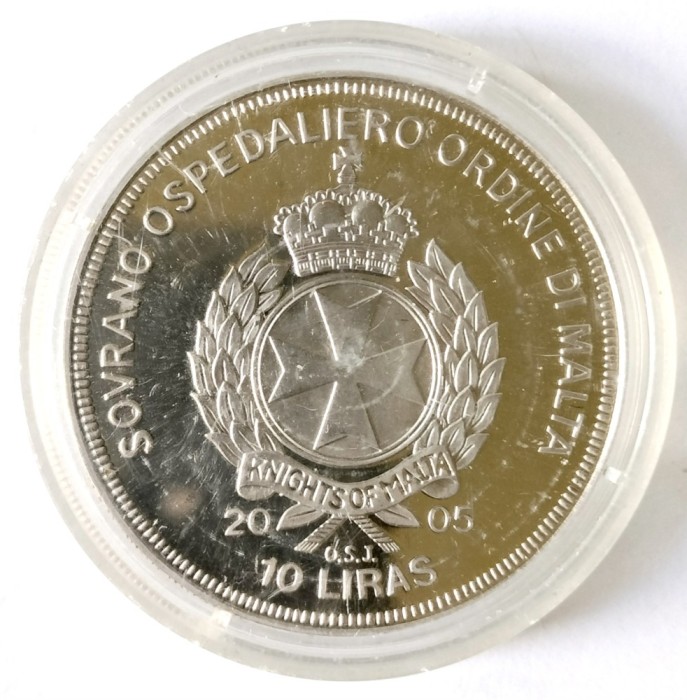 MALTA 10 LIRE LIRAS 2005 ROMA AETERNA PAPA IOAN PAUL II PROOF IN CAPSULA DE METACRILAT (CITITI DESCRIEREA)