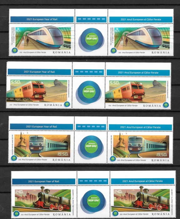 ROMANIA 2021 - ANUL EUROPEAN AL CAILOR FERATE, STRAIF CU GUTTER, MNH - LP 2338