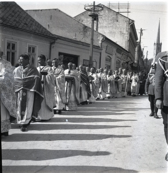 HST 297S Negativ pe celuloid episcop Iuliu Hossu și Alexandru Rusu Dej anii 1930