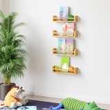 Set 4 buc raft perete Nykarleby 44x9x10cm brad natur [en.casa] HausGarden Leisure