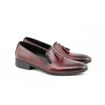 Pantofi barbati eleganti, din piele naturala, grena - 035VIS foto