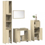 Cumpara ieftin Set mobilier de baie, 4 piese, stejar sonoma, lemn prelucrat