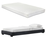 Corium&reg; Pat tapitat modern Bon cu saltea, 200 x 90 x 16 cm, MDF/imitatie piele/furnir/plastic/poliester, negru, pentru 1 persoana HausGarden Leisure, [Corium]