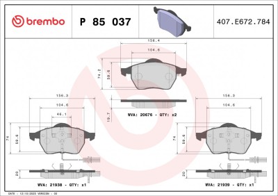 BREMBO P 85 037 PRIME LINE set placute frana disc foto