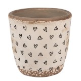 Cumpara ieftin Ghiveci flori ceramica bej neagra Heart 13x12 cm