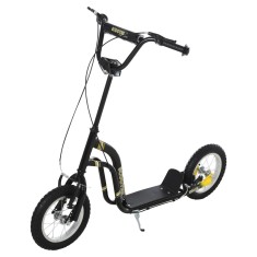 HOMCOM Trotinetă pentru copii 5-12 ani cu roți mari pneumatice de 12&quot;, trotinetă copii cu dublă fr&acirc;nă, &icirc;nălțime reglabilă și suport lateral, scooter c