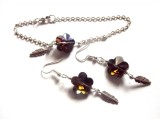set bratara reglabila si cercei cu cristale flori de cristale 41283