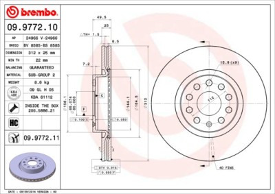 BREMBO 09.9772.11 PRIME LINE - UV Coated Disc frana foto