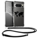 Husa Kwmobile pentru Google Pixel 8 Pro, Transparent/Negru, Silicon, KWM0000208S003C, Textil, Carcasa