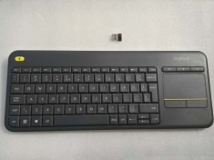 Tastatura Wireless LOGITECH Touch K400 Plus, USB, Layout US INT, negru