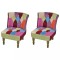 vidaXL Fotolii franțuzești, 2 buc., model mozaic, material textil