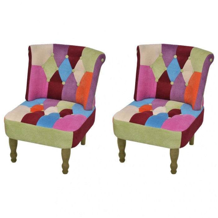 Fotolii franțuzești, 2 buc., model mozaic, material textil