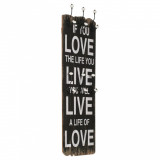 VidaXL Cuier de perete cu 6 c&acirc;rlige, 120 x 40 cm, LOVE LIFE