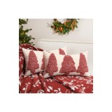 Huse decorative de pernă de Crăciun, pachet de 2, cu broderie &icirc;n formă de brăduț de Crăciun