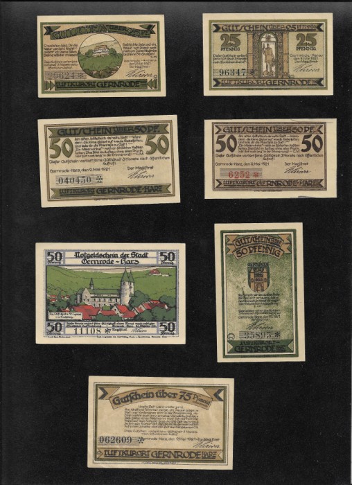 Set Notgeld 2 x 25 + 4 x 50 + 75 pf Gernrode