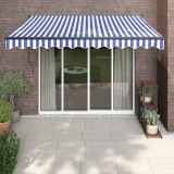 Cumpara ieftin Copertină retractabilă albastru/alb, 3x2,5 m, textil/aluminiu