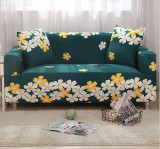 Husa universala pentru canapea, pat, cu 2 fete de perna, verde cu flori,90x140cm
