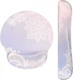 Set mousepad si suport pentru incheietura HAOCOO, spuma cu memorie/cauciuc PU, roz/alb/violet