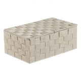 Cutie Depozitare Cosuri Bej, Metalic, Cu Capac, 27.5x17.5x11cm, Oem