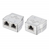 Set 2 Splittere cablu retea RJ45 mama la 2 porturi mama Cat5/Cat6, Kwmobile, Argintiu, Metal, 52349.01.35