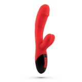 Vibrator Crushious Dare Dong, 8 Moduri Vibratii, 5 Trepte Intensitate, Silicon, USB, Rosu, 20 cm