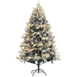 HOMCOM Brad de Crăciun Artificial cu 200 luminițe LED, 793 Ramuri, Crengi Pliabile și Bază Pliabilă, &Oslash;116x180 cm, Verde | Aosom Romania