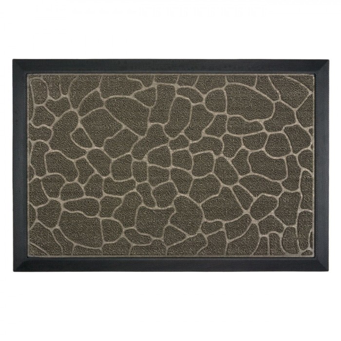 Covoras Intrare, Actual Investing, model cu forme de pietre, 60x40 cm, Gri