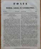 Foaia pentru minte , inima si literatura , nr. 35 , 1853 , Brasov , Muresanu