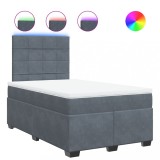 Cumpara ieftin Pat box spring cu saltea, gri inchis, 120x190 cm, catifea