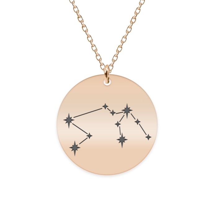 Colier argint 925 placat cu aur Roz personalizat cu constelatii - Varsator
