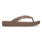 Șlapi Crocs Classic Platform Geometric Flip Maro - Latte